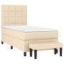 Cama box spring con colchón tela color crema 90x200 cm de , Camas y somieres - Ref: Foro24-3136570, Precio: 356,64 €, Descuen...