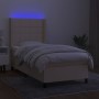 Cama box spring colchón y luces LED tela crema 90x200 cm de , Camas y somieres - Ref: Foro24-3138290, Precio: 341,11 €, Descu...