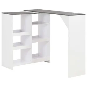 Mesa de bar con estantería móvil blanca 138x39x110 cm de , Mesas de cocina y de comedor - Ref: Foro24-280226, Precio: 118,23 ...