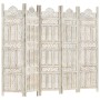Biombo 5 paneles tallado a mano madera mango blanco 200x165 cm de , Divisores de ambientes - Ref: Foro24-285320, Precio: 285,...