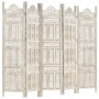 Biombo 5 paneles tallado a mano madera mango blanco 200x165 cm de , Divisores de ambientes - Ref: Foro24-285320, Precio: 285,...