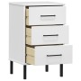 Mesita de noche patas de metal madera maciza pino blanca OSLO de vidaXL, Mesitas de noche - Ref: Foro24-350978, Precio: 82,57...