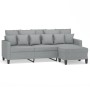Sofá de 3 plazas con taburete de tela gris claro 180 cm de , Sofás - Ref: Foro24-3201089, Precio: 331,84 €, Descuento: %