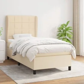 Box spring bed with cream fabric mattress 90x200 cm by , Beds and slatted bases - Ref: Foro24-3127938, Price: 333,23 €, Disco...