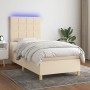 Cama box spring colchón y luces LED tela crema 90x200 cm de , Camas y somieres - Ref: Foro24-3135410, Precio: 330,25 €, Descu...