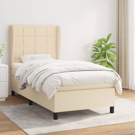 Cama box spring con colchón tela color crema 90x190 cm de , Camas y somieres - Ref: Foro24-3127930, Precio: 377,05 €, Descuen...