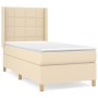 Cama box spring con colchón tela color crema 90x200 cm de , Camas y somieres - Ref: Foro24-3131966, Precio: 335,69 €, Descuen...