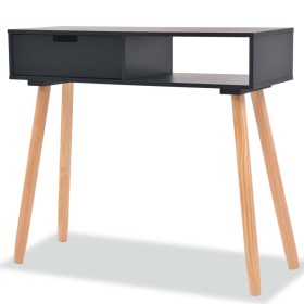 Mesa consola de madera maciza de pino 80x30x72 cm negra de vidaXL, Mesas auxiliares - Ref: Foro24-244738, Precio: 84,20 €, De...