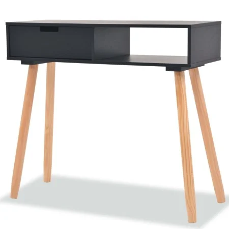 Mesa consola de madera maciza de pino 80x30x72 cm negra de vidaXL, Mesas auxiliares - Ref: Foro24-244738, Precio: 89,43 €, De...