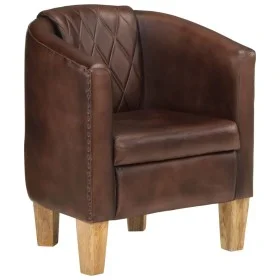 Sillón con diseño de cubo cuero auténtico marrón oscuro de , Sillones - Ref: Foro24-359640, Precio: 282,84 €, Descuento: %