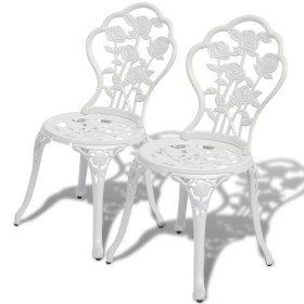 Sillas de jardín bistró 2 unidades aluminio fundido blanco de vidaXL, Sillas de jardín - Ref: Foro24-43176, Precio: 157,03 €,...