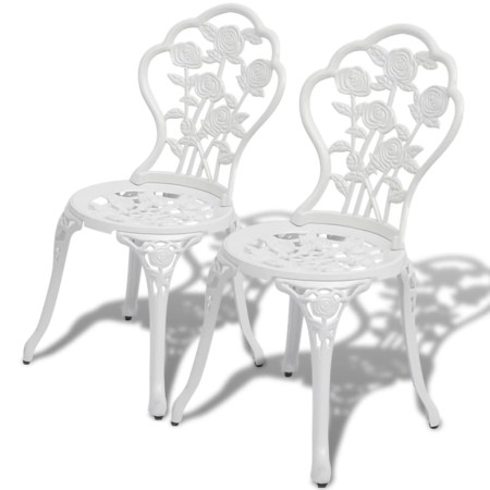 Sillas de jardín bistró 2 unidades aluminio fundido blanco de vidaXL, Sillas de jardín - Ref: Foro24-43176, Precio: 157,03 €,...