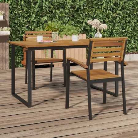 Sillas de jardín apilables 2 uds madera maciza acacia y metal de , Sillas de jardín - Ref: Foro24-362014, Precio: 165,44 €, D...