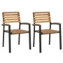 Sillas de jardín apilables 2 uds madera maciza acacia y metal de , Sillas de jardín - Ref: Foro24-362014, Precio: 165,44 €, D...