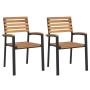 Sillas de jardín apilables 2 uds madera maciza acacia y metal de , Sillas de jardín - Ref: Foro24-362014, Precio: 186,10 €, D...