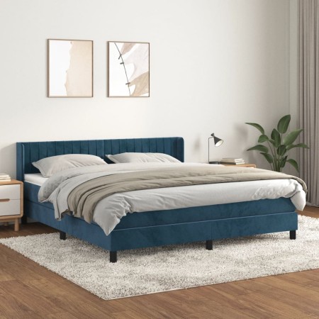 Cama box spring con colchón terciopelo azul oscuro 160x200 cm de , Camas y somieres - Ref: Foro24-3131091, Precio: 500,21 €, ...