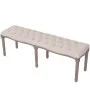 Banco de madera maciza y lino blanco crema 150x40x48 cm de , Bancos para recibidores y almacenamiento - Ref: Foro24-245361, P...