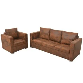 vidaXl Conjunto de sofás de 2 piezas de piel artificial de ante de vidaXL, Sofás - Ref: Foro24-274884, Precio: 767,94 €, Desc...