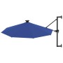 Sombrilla de pared con LEDs y poste de metal 300 cm azul de , Sombrillas - Ref: Foro24-312529, Precio: 120,82 €, Descuento: %