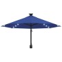 Sombrilla de pared con LEDs y poste de metal 300 cm azul de , Sombrillas - Ref: Foro24-312529, Precio: 120,82 €, Descuento: %