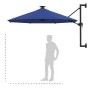Sombrilla de pared con LEDs y poste de metal 300 cm azul de , Sombrillas - Ref: Foro24-312529, Precio: 120,82 €, Descuento: %