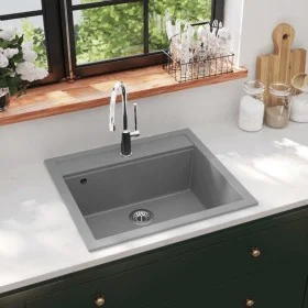 Fregadero de cocina de granito con un seno gris de vidaXL, Fregaderos - Ref: Foro24-142955, Precio: 164,80 €, Descuento: %