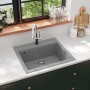 Fregadero de cocina de granito con un seno gris de vidaXL, Fregaderos - Ref: Foro24-142955, Precio: 179,53 €, Descuento: %