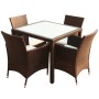 Set comedor de jardín 5 piezas y cojines ratán sintético marrón de vidaXL, Conjuntos de jardín - Ref: Foro24-43121, Precio: 4...