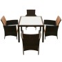 Set comedor de jardín 5 piezas y cojines ratán sintético marrón de vidaXL, Conjuntos de jardín - Ref: Foro24-43121, Precio: 4...