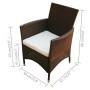 Set comedor de jardín 5 piezas y cojines ratán sintético marrón de vidaXL, Conjuntos de jardín - Ref: Foro24-43121, Precio: 4...