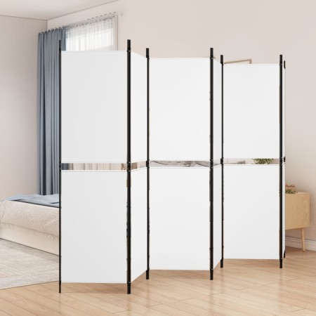 Biombo divisor de 6 paneles de tela blanco 300x180 cm de , Divisores de ambientes - Ref: Foro24-350222, Precio: 58,98 €, Desc...