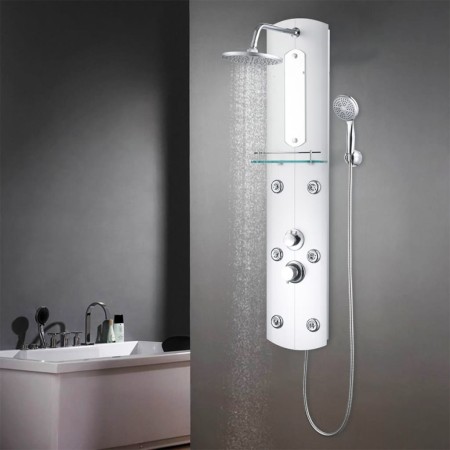 Panel de ducha plateado 25x43x120 cm de , Boquillas de chorro para bañeras y duchas - Ref: Foro24-142994, Precio: 205,86 €, D...