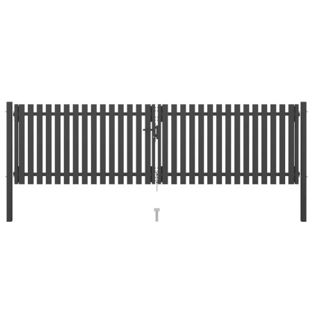 Puerta de valla del jardín de acero gris antracita 4x1,25 cm de , Puertas de jardín - Ref: Foro24-146333, Precio: 390,83 €, D...