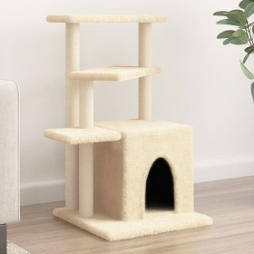 Rascador para gatos con postes de sisal color crema 83,5 cm en Mobiliario para gatos | Comprar online en Foru.es