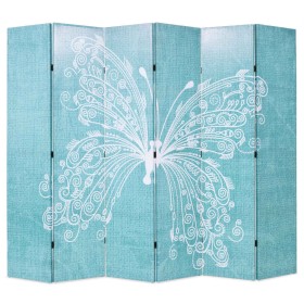Biombo divisor plegable 228x170 cm mariposa azul de , Divisores de ambientes - Ref: Foro24-245888, Precio: 147,23 €, Descuent...
