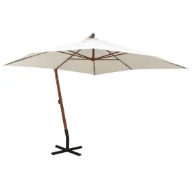 Sombrilla colgante con palo de madera blanca 300x300 cm de , Sombrillas - Ref: Foro24-42968, Precio: 153,67 €, Descuento: %