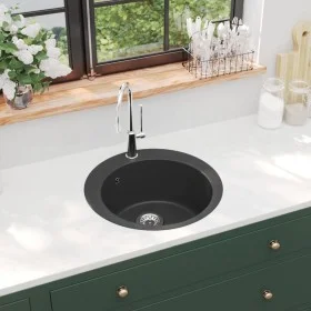 Granite kitchen sink with a black round bowl by vidaXL, Sinks - Ref: Foro24-142956, Price: 185,82 €, Discount: %