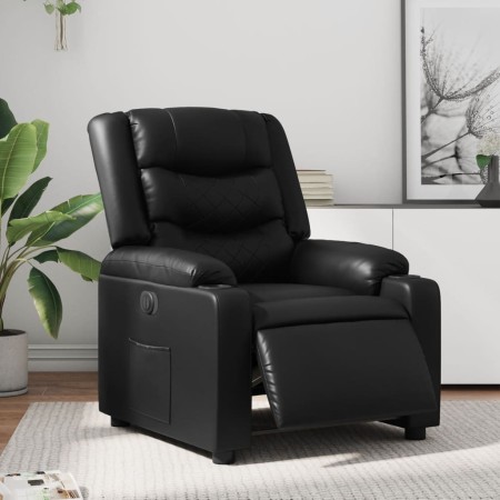 Sillón reclinable eléctrico de cuero sintético negro en Sillones | Comprar online en Foru.es