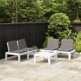Set de muebles de jardín 3 piezas con cojines plástico blanco de , Conjuntos de jardín - Ref: Foro24-3059827, Precio: 305,43 ...