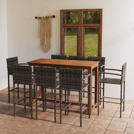 Conjunto de bar para jardín 9 piezas gris de , Conjuntos de jardín - Ref: Foro24-3068021, Precio: 687,61 €, Descuento: %