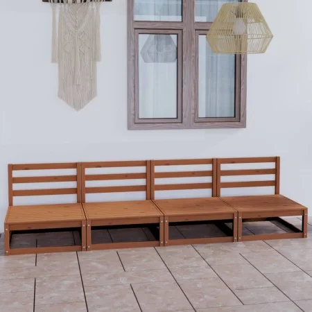 Sofá de jardín de 4 plazas marrón miel madera maciza de pino de , Sofás de exterior - Ref: Foro24-3075342, Precio: 253,75 €, ...