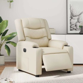 Sillón reclinable eléctrico de cuero sintético crema en Sillones | Comprar online en Foru.es