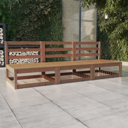 Sofá de jardín de 3 plazas marrón miel madera maciza de pino de , Sofás de exterior - Ref: Foro24-3075302, Precio: 216,84 €, ...