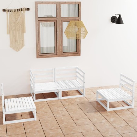 Set de salón de jardín de 4 piezas blanco madera maciza de pino de , Conjuntos de jardín - Ref: Foro24-3075380, Precio: 251,0...