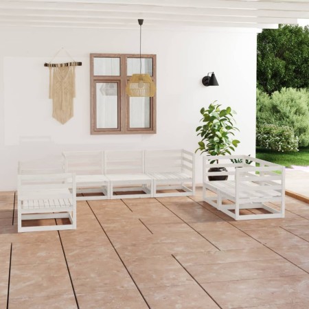 Set de salón de jardín de 7 piezas blanco madera maciza de pino de , Conjuntos de jardín - Ref: Foro24-3075450, Precio: 453,1...