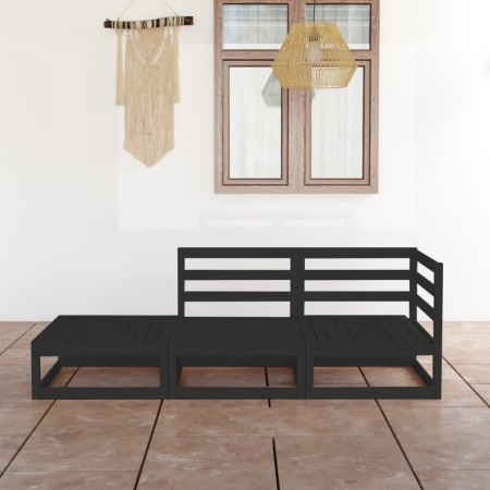 Juego de muebles de jardín 3 piezas negro madera maciza de pino de , Conjuntos de jardín - Ref: Foro24-3075473, Precio: 220,8...