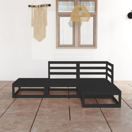 Juego de muebles de jardín 4 piezas negro madera maciza de pino de , Conjuntos de jardín - Ref: Foro24-3075478, Precio: 292,6...