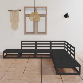 Juego de muebles de jardín 7 piezas negro madera maciza de pino de , Conjuntos de jardín - Ref: Foro24-3075508, Precio: 463,3...