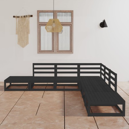 Juego de muebles de jardín 7 piezas negro madera maciza de pino de , Conjuntos de jardín - Ref: Foro24-3075508, Precio: 463,3...