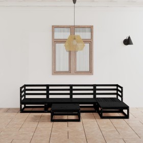 Juego de muebles de jardín 9 piezas negro madera pino maciza de , Conjuntos de jardín - Ref: Foro24-3075543, Precio: 437,94 €...